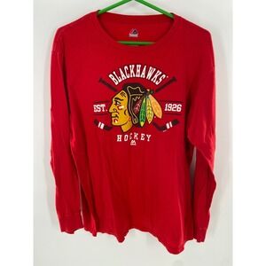 Majestic Chicago Blackhawks Men's Red XL Long Sleeve T-Shirt Cotton